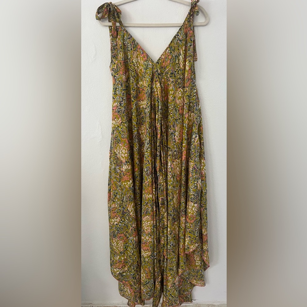 Olive Green Floral Maxi Skirt - Boho Print